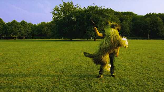 Dog playing in a field