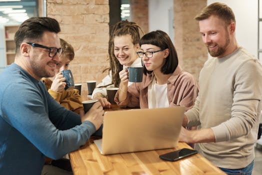 A group of friends discussing conspiracy theories over coffee