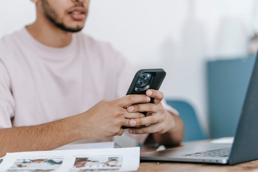 Skeptical millennial researching on the internet