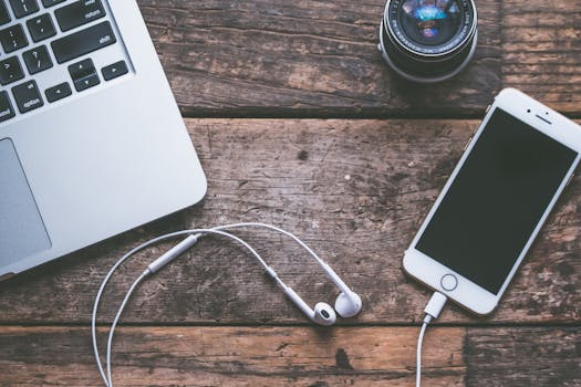 earphones on a desk