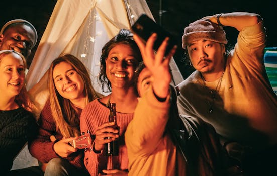 group of friends sharing stories around a campfire