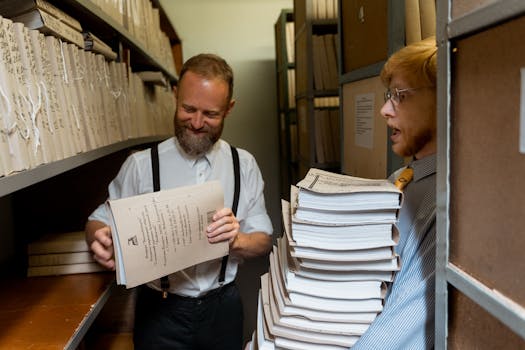 A local historical archive filled with documents